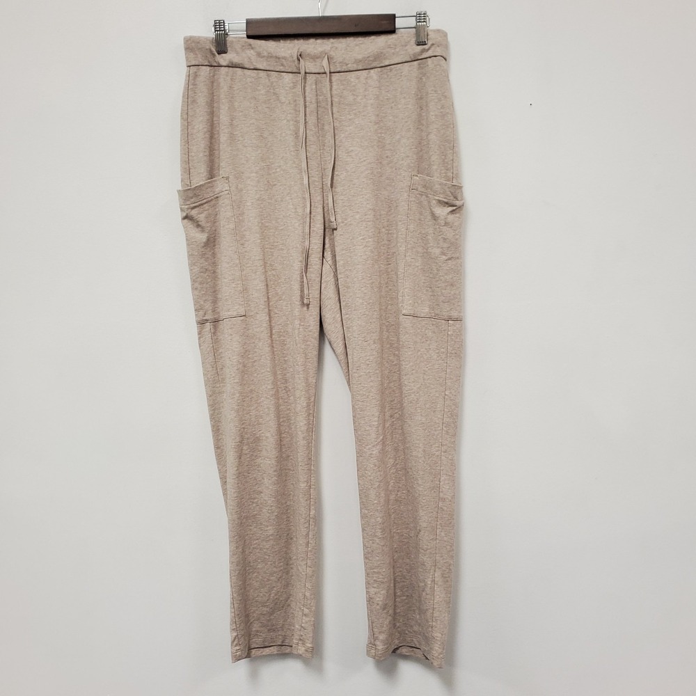 Eileen Fisher Womens Organic Cotton Pull On Pants Size M Oatmeal Pockets Taper